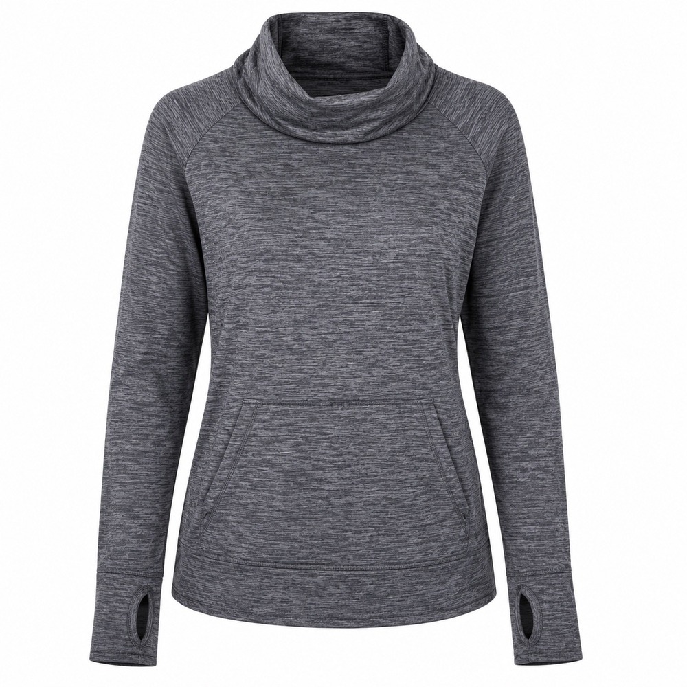 Crane Pullover Cowl Neck Pullover Womens XL Gray Heathered Thumbholes Athletic
